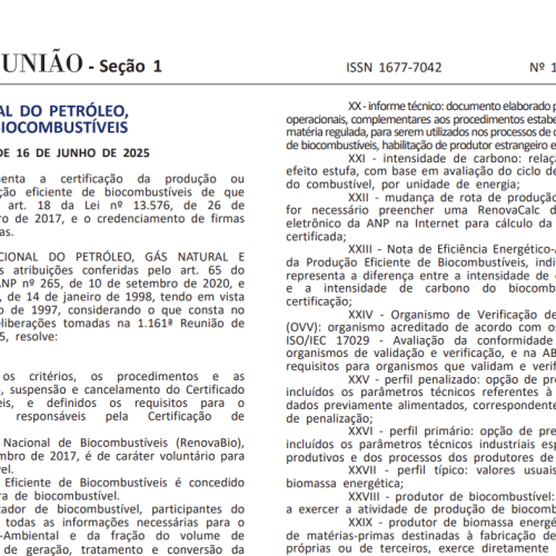 Resolução 986 ANP RenovaBio no DOU